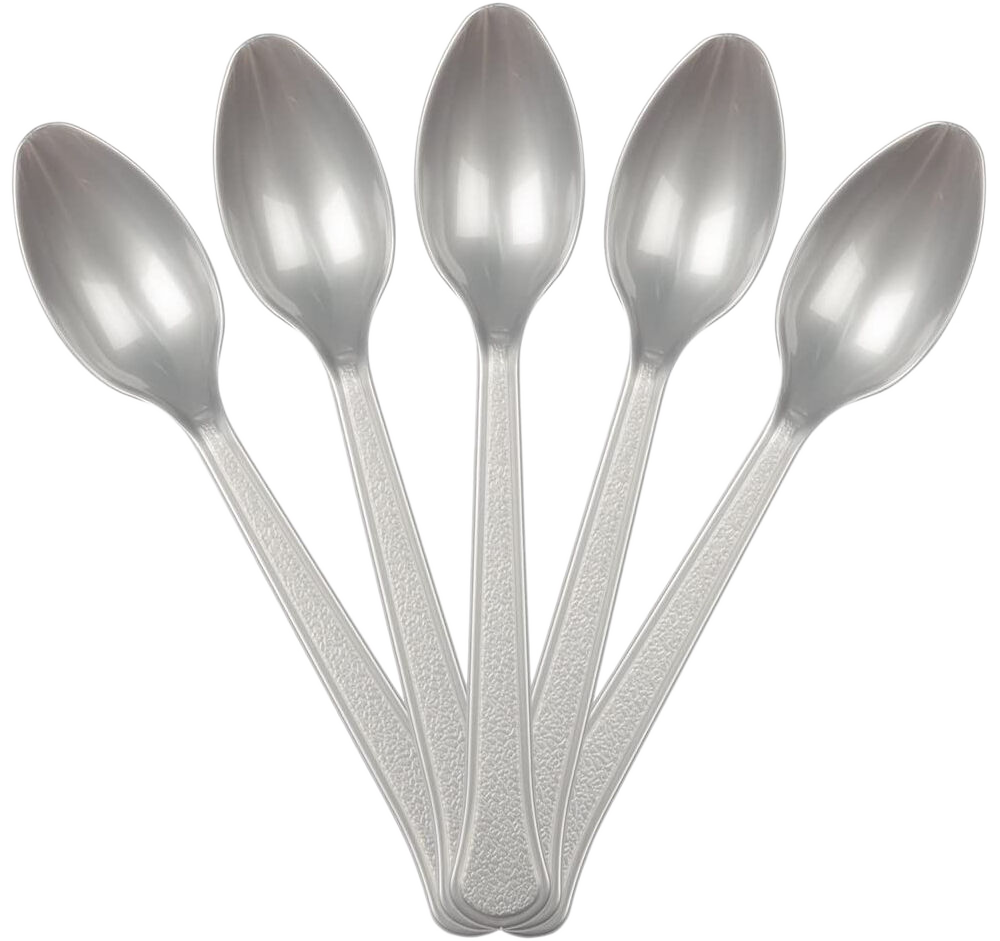 Silver Plastic Spoons - 50 Pack