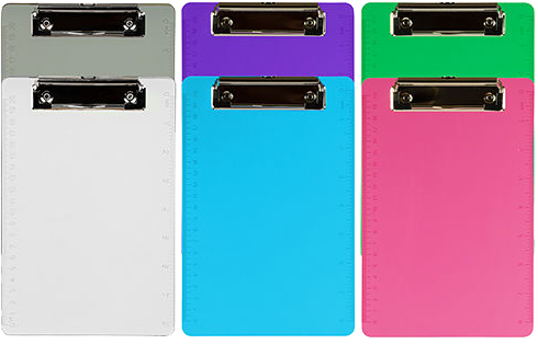Assorted 6 x 9 Plastic Clipboards - 6 Pack