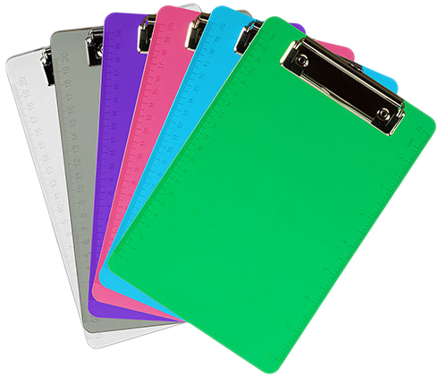 Assorted 6 x 9 Plastic Clipboards - 6 Pack