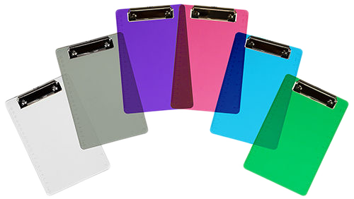 Assorted 6 x 9 Plastic Clipboards - 6 Pack