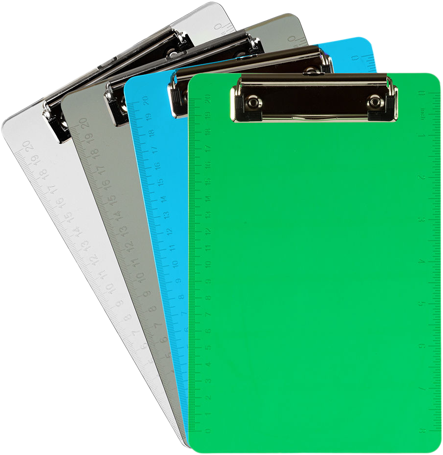 Assorted Industrial 6 x 9 Plastic Clipboards - 4 Pack