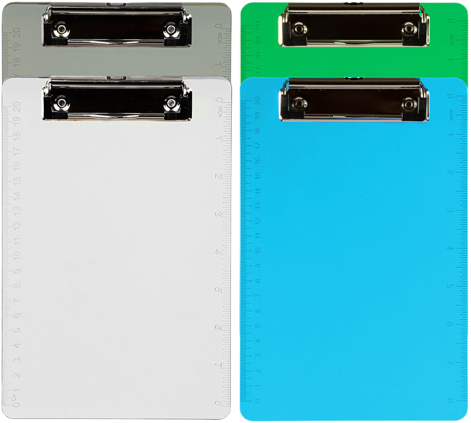 Assorted Industrial 6 x 9 Plastic Clipboards - 4 Pack