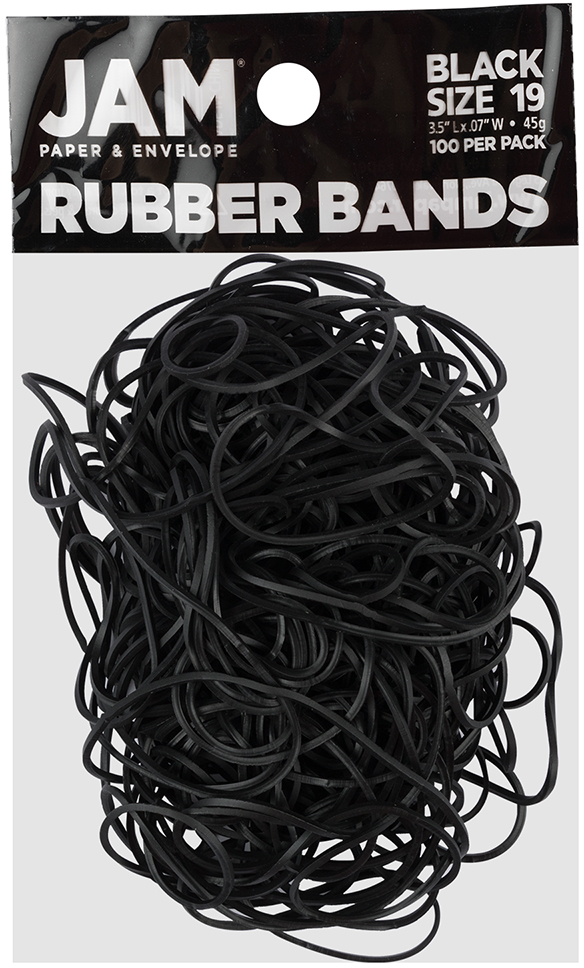 Black Size 19 Rubber Bands - 100 Pack