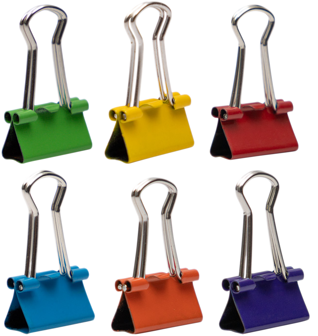Assorted X-Small 15mm Binder Clips - 6 Packs of 30