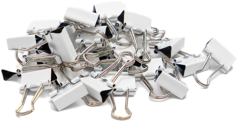 White X-Small 15mm Binder Clips - 30 Pack