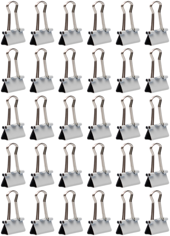 White X-Small 15mm Binder Clips - 30 Pack
