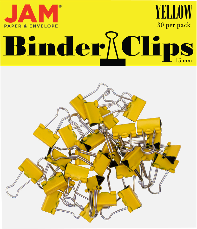 Yellow X-Small 15mm Binder Clips - 30 Pack