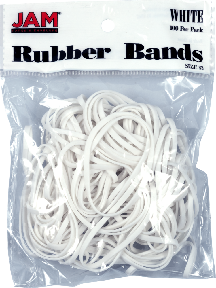 White Size 33 Rubber Bands - 100 Pack