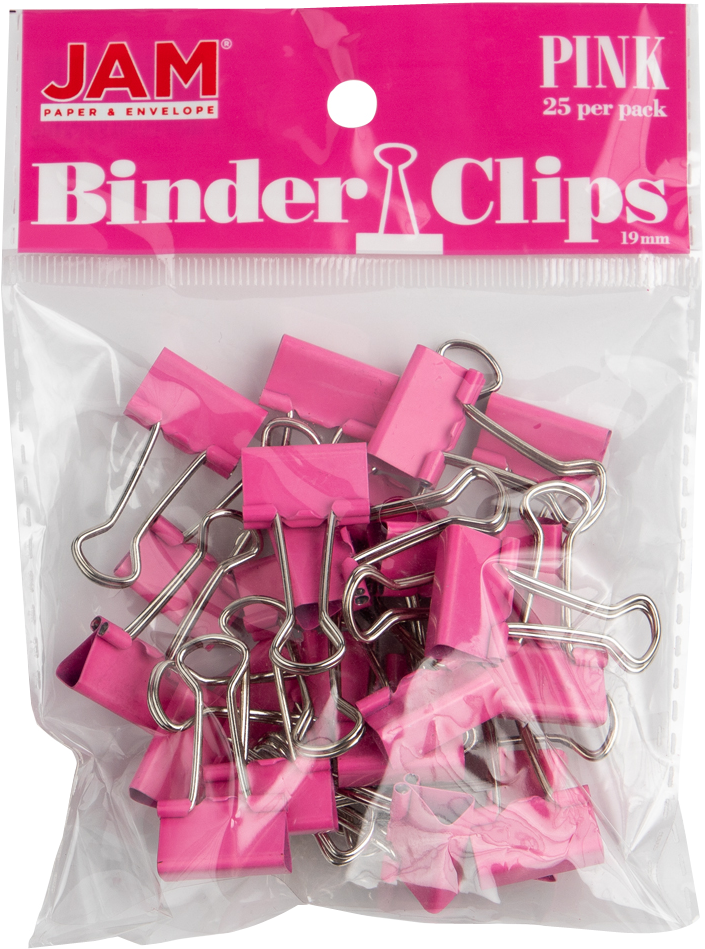 Pink Small 19mm Binder Clips - 25 Pack