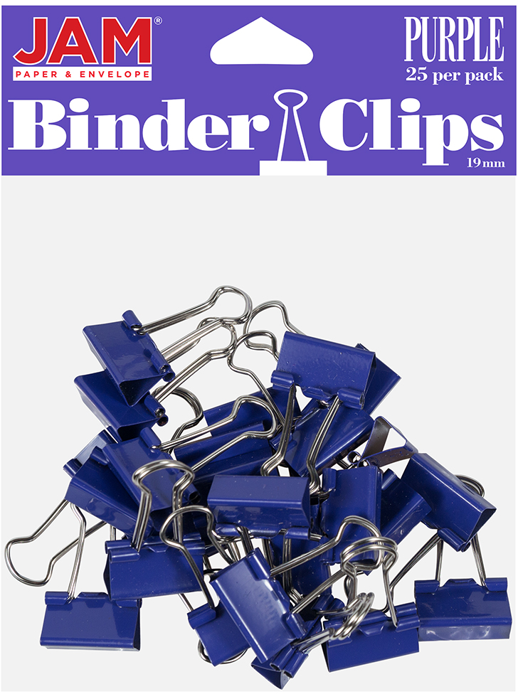 Purple Small 19mm Binder Clips - 25 Pack