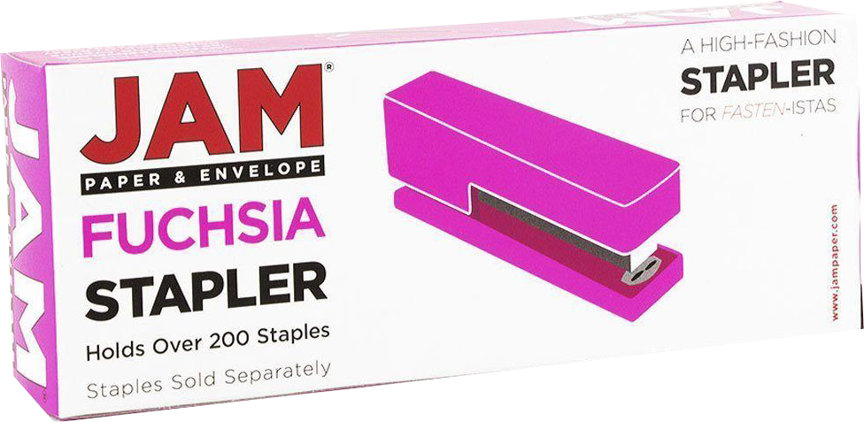 Fuchsia Pink Office Set (Stapler, Tape Dispenser, and Black Staples)