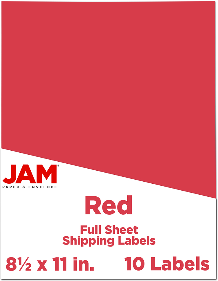 Red 8 1/2 x 11 Full Sheet Shipping Labels