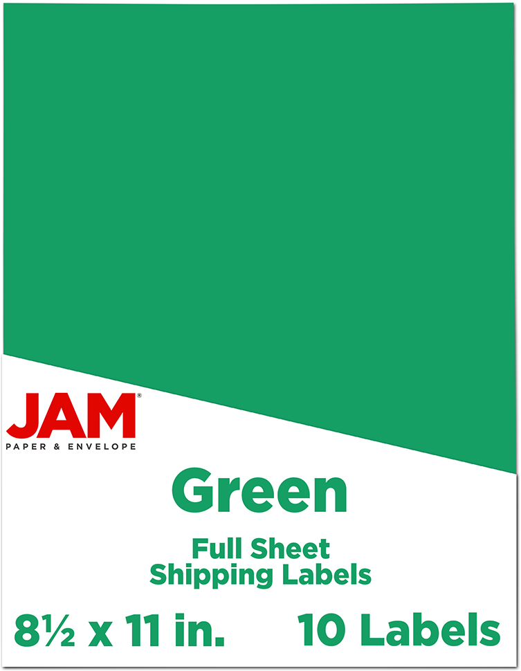 Green 8 1/2 x 11 Full Sheet Shipping Labels