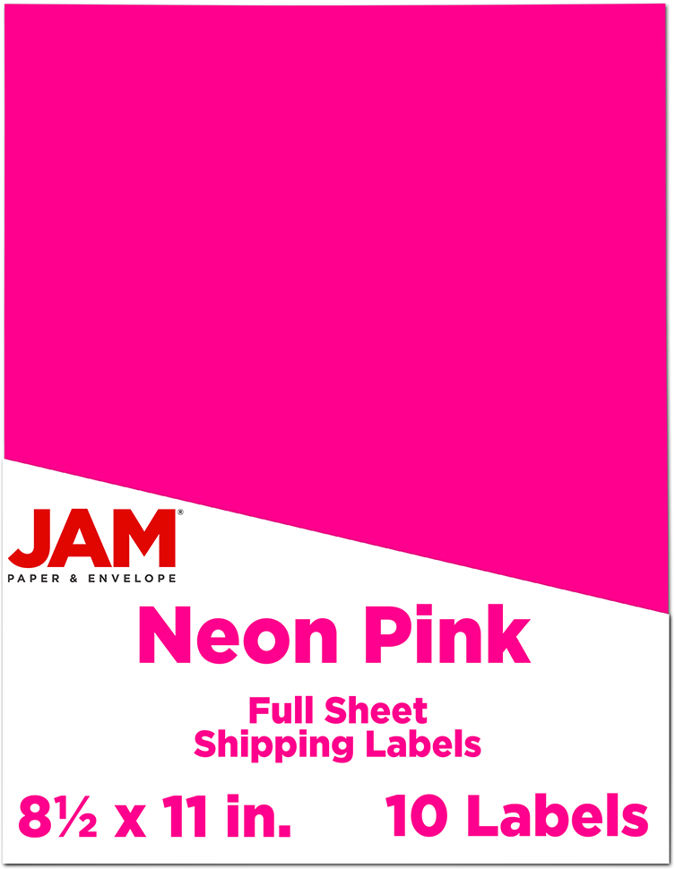 Neon Pink 8 1/2 x 11 Full Sheet Shipping Labels