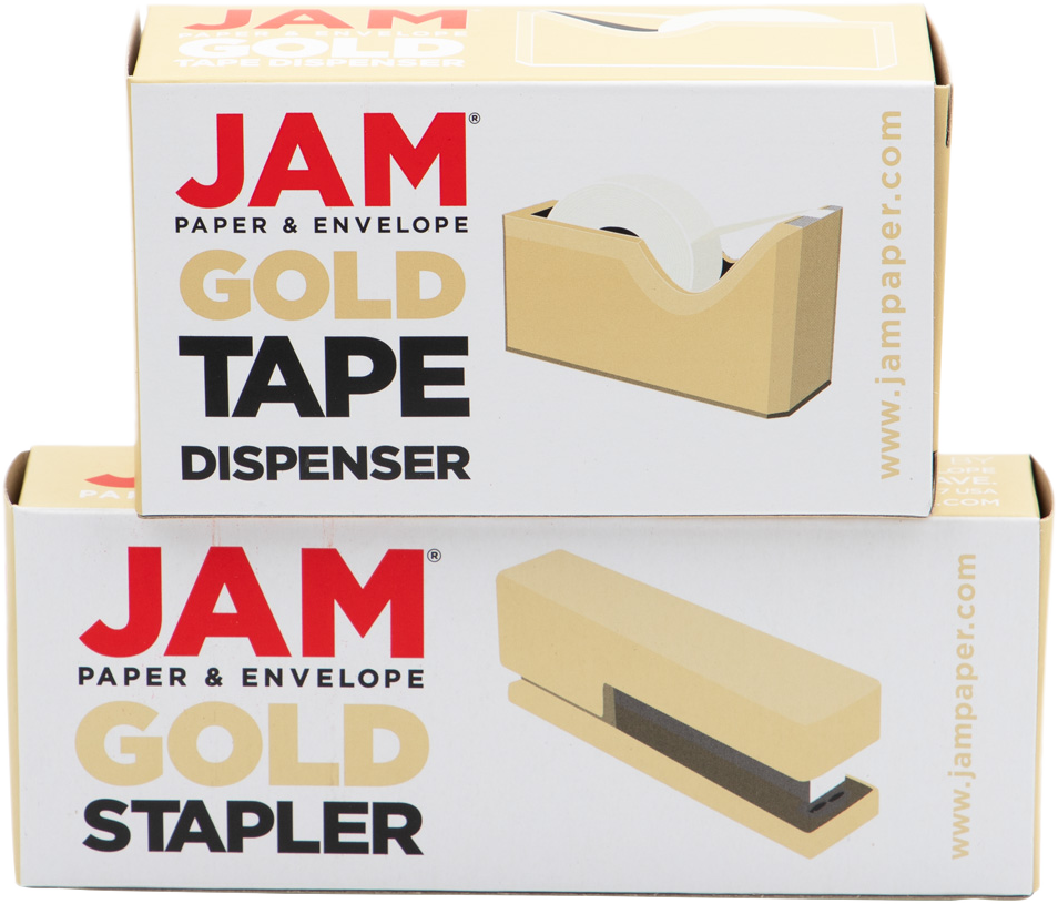 Gold Stapler and Tape Dispenser Desk Set