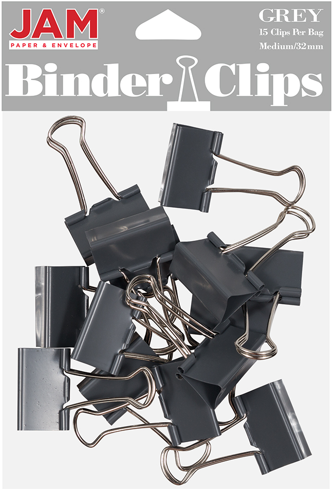 Gray Medium 32mm Binder Clips - 15 Pack