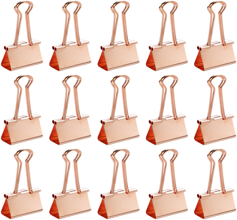 Rose Gold Medium 32mm Binder Clips - 15 Pack