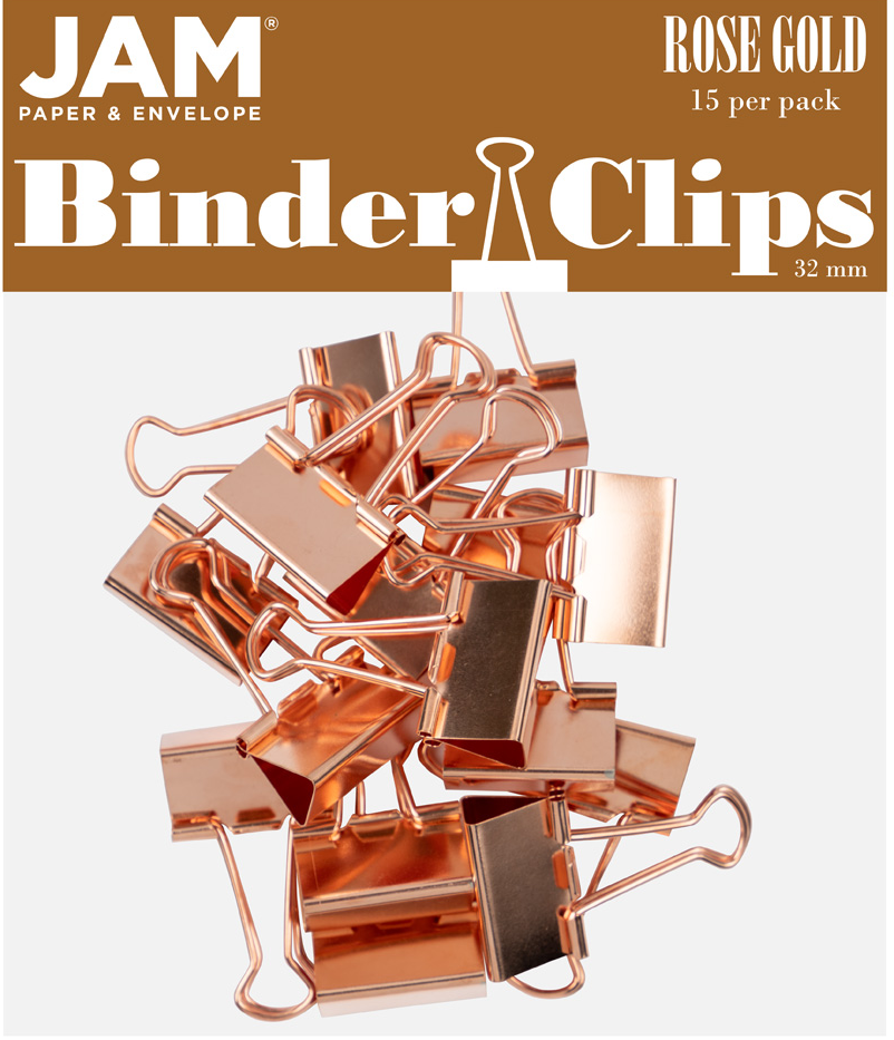 Rose Gold Medium 32mm Binder Clips - 15 Pack