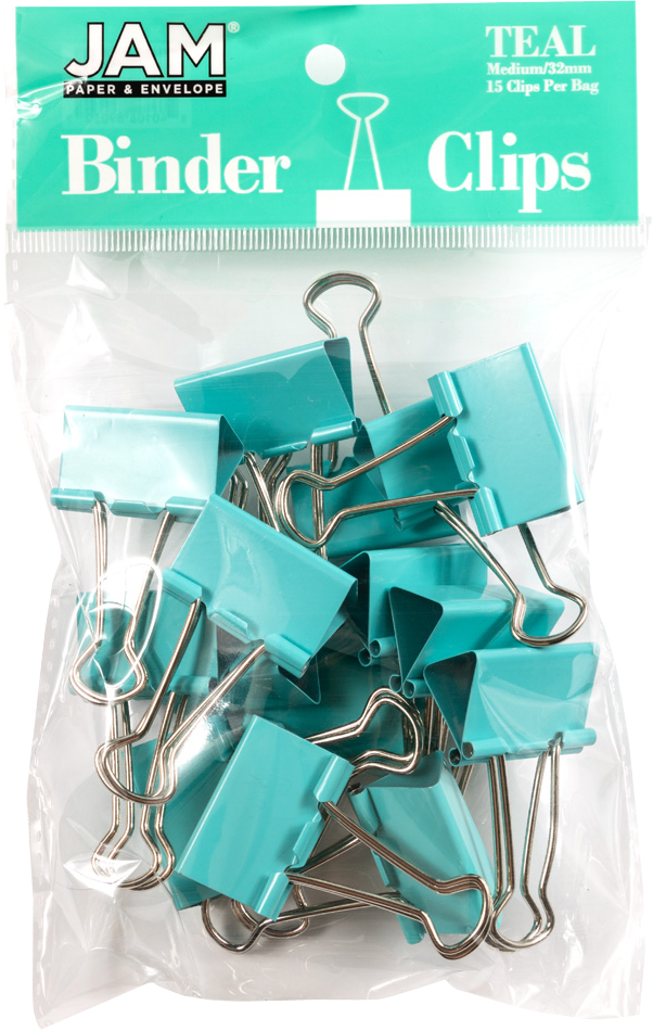 Teal Medium 32mm Binder Clips - 15 Pack