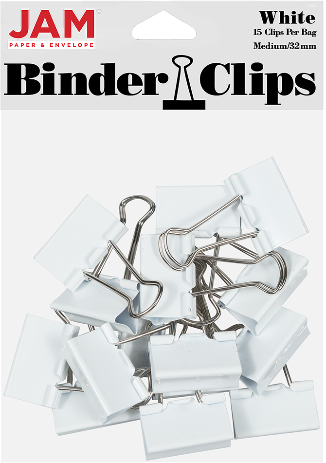 White Medium 32mm Binder Clips - 15 Pack