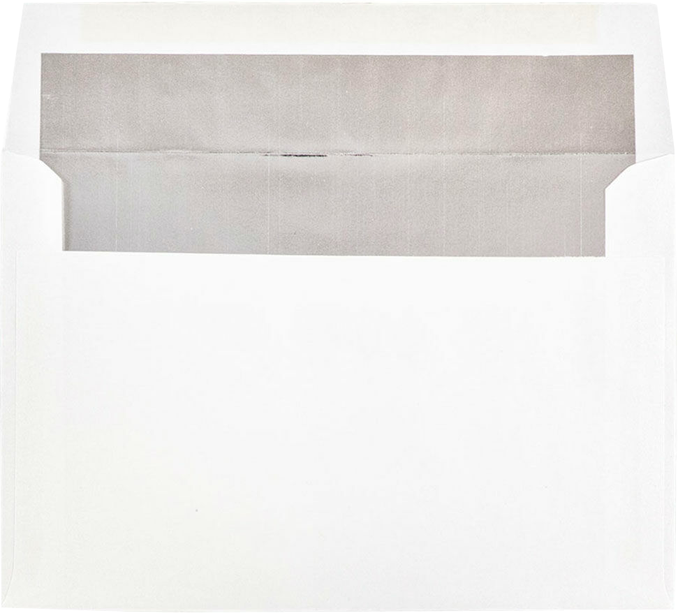 White with Silver Foil Lining 24lb A9 Invitation Envelopes (5 3/4 x 8 3/4)