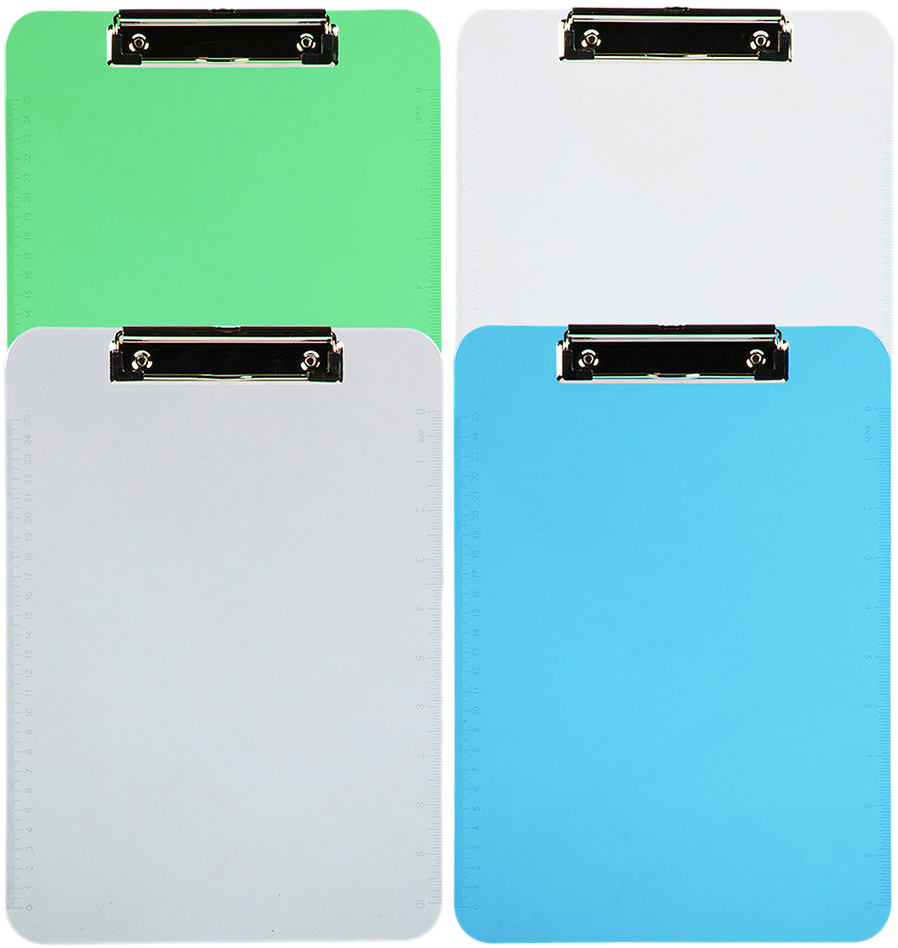 Assorted Industrial Letter Plastic Clipboards (9 x 12 1/2) - 4 Pack