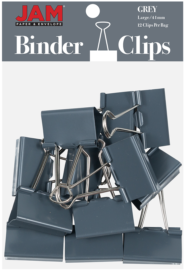 Gray Large 41mm Binder Clips - 12 Pack