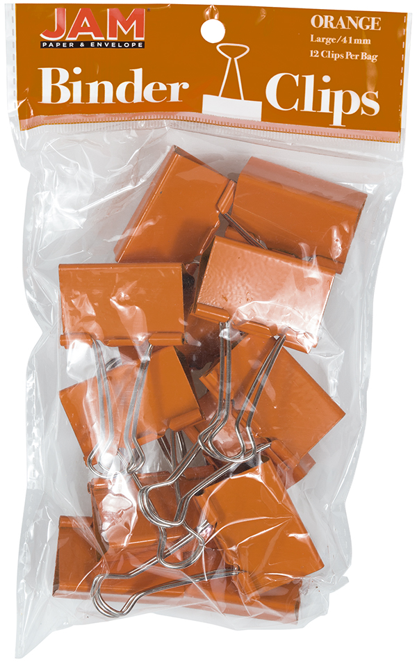 Orange Large 41mm Binder Clips - 12 Pack