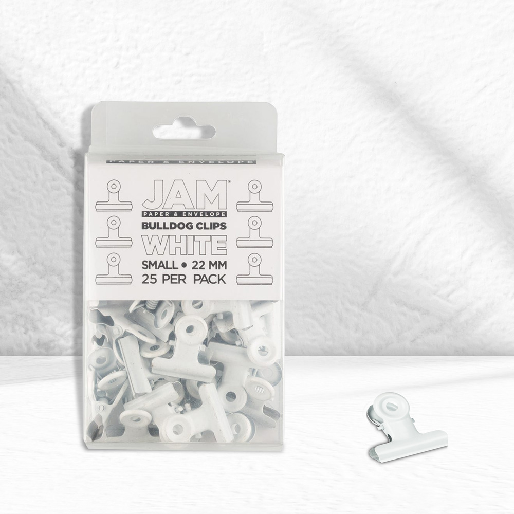 White Small 22mm Bulldog Clips - 25 Pack