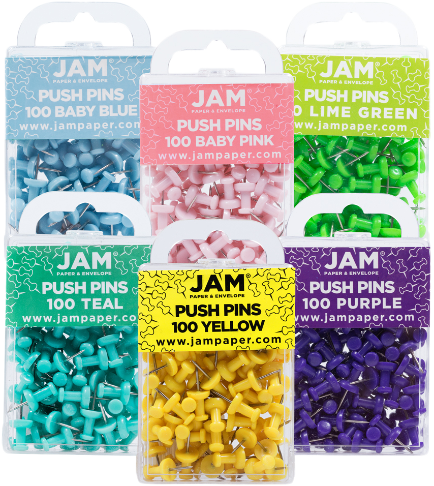 Fashion Assorted Standard Pushpins - 6 Packs of 100
