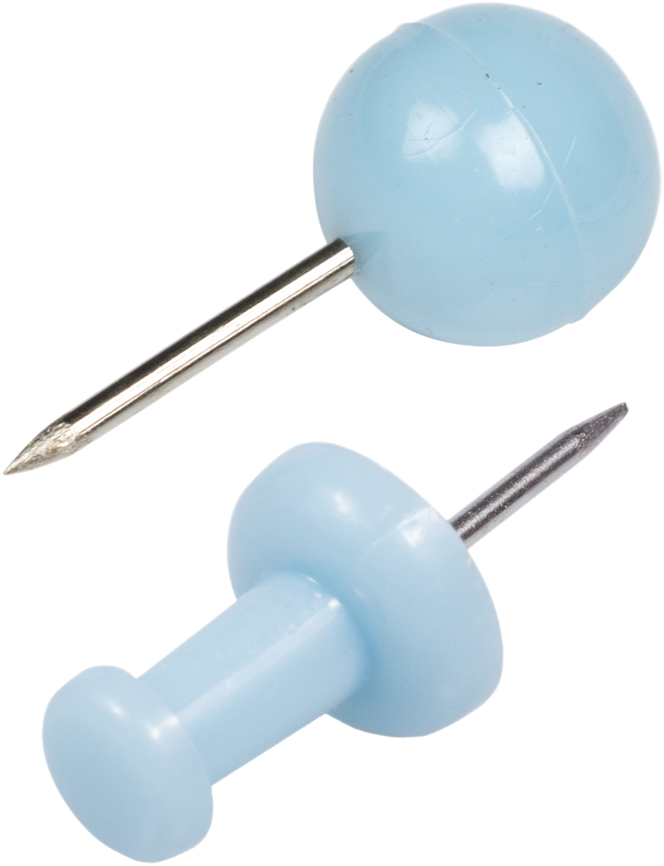 Baby Blue Round & Standard Pushpins - 2 Packs of 100