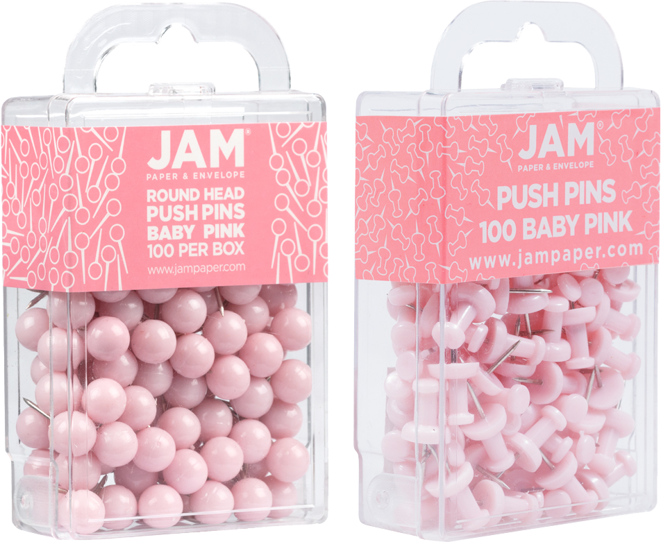Baby Pink Round & Standard Pushpins - 2 Packs of 100