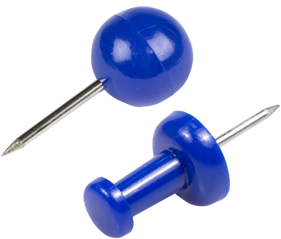 Blue Round & Standard Pushpins - 2 Packs of 100