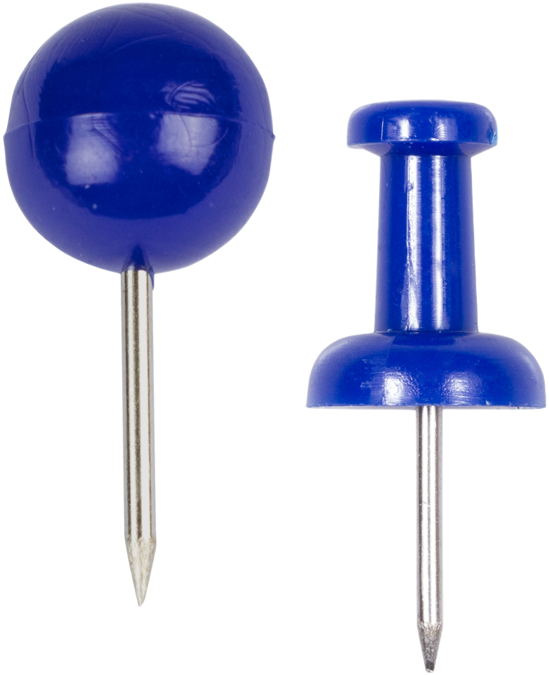 Blue Round & Standard Pushpins - 2 Packs of 100