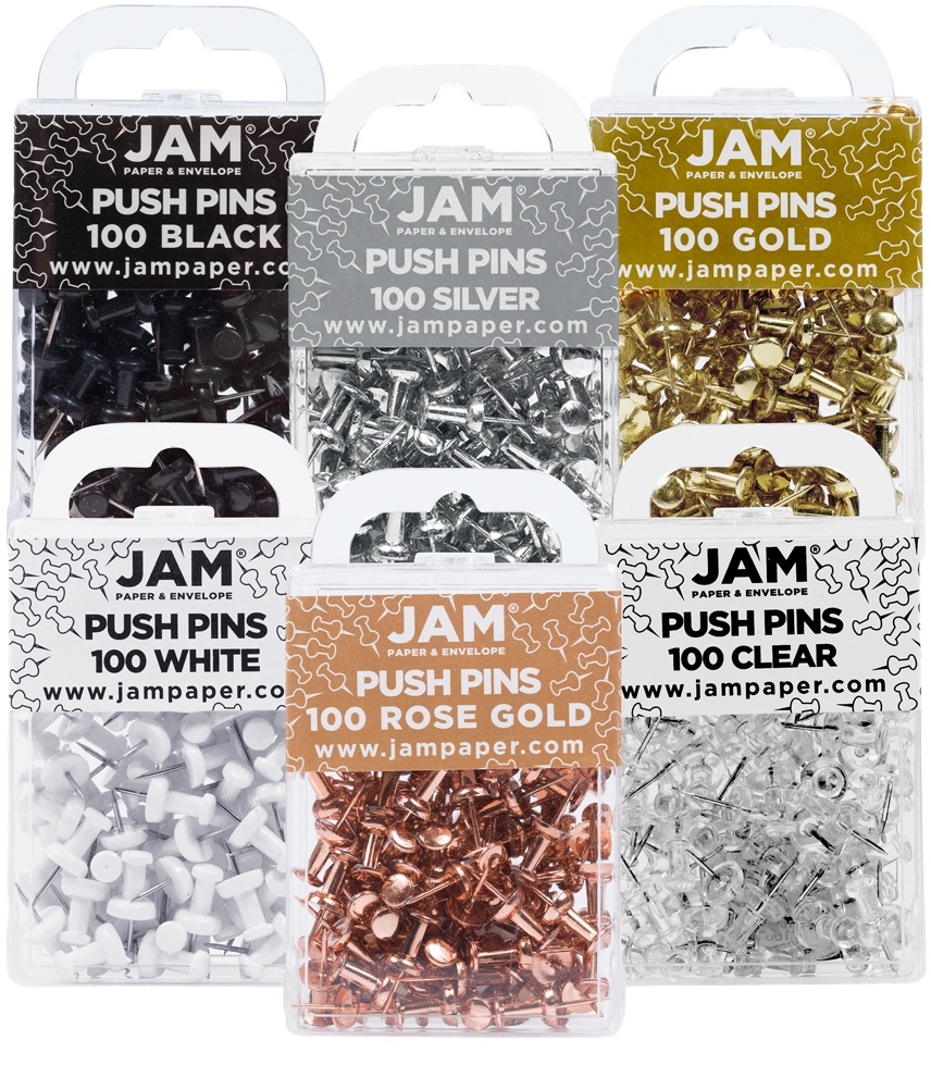 Business Assorted Standard Pushpins - 6 Packs of 100