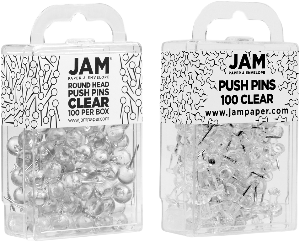 Clear Round & Standard Pushpins - 2 Packs of 100