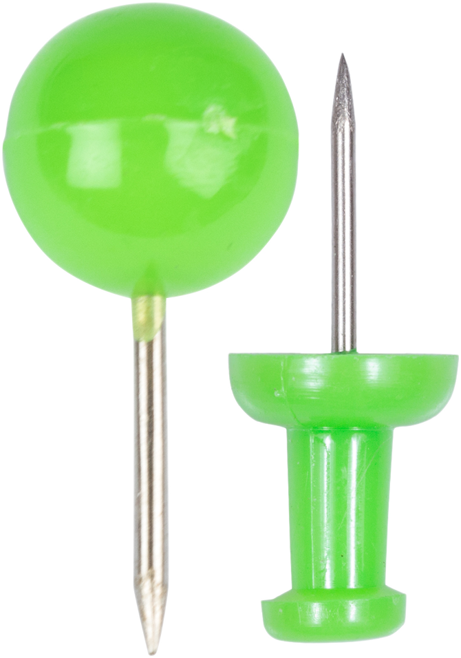 Lime Green Round & Standard Pushpins - 2 Packs of 100