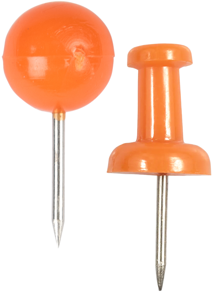 Orange Round & Standard Pushpins - 2 Packs of 100