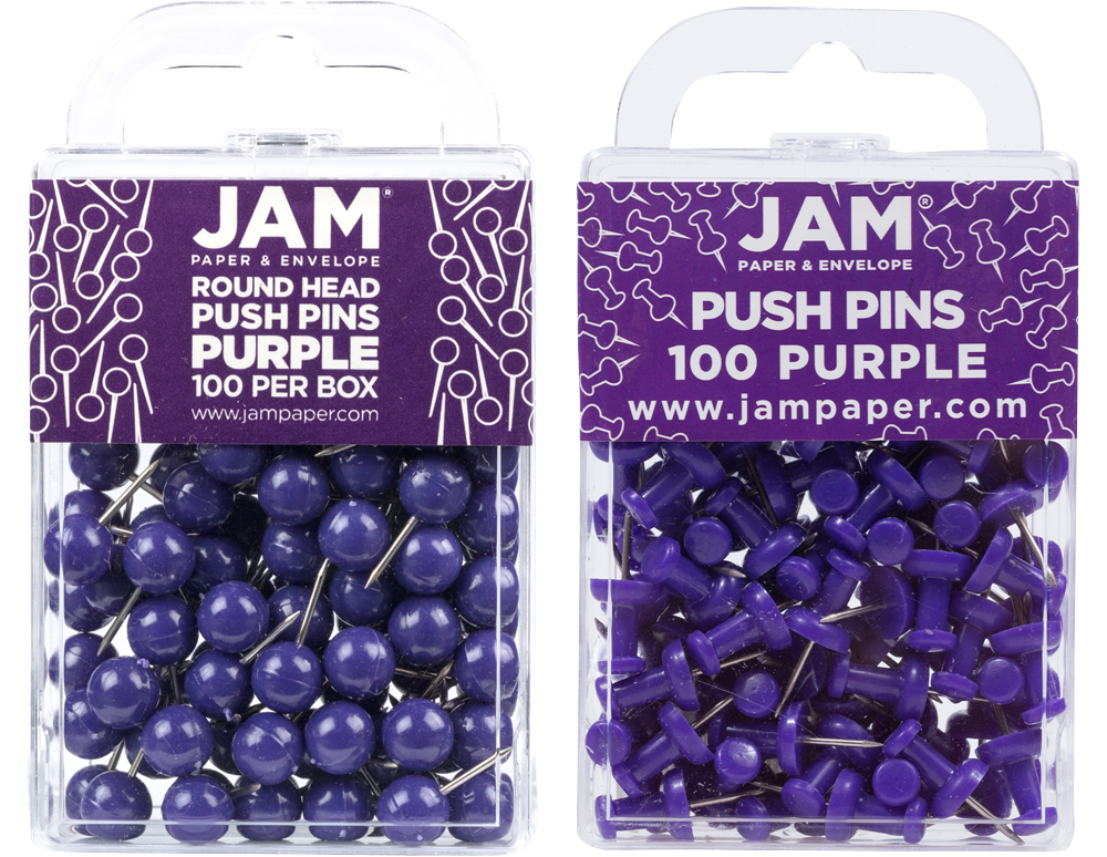 Purple Round & Standard Pushpins - 2 Packs of 100
