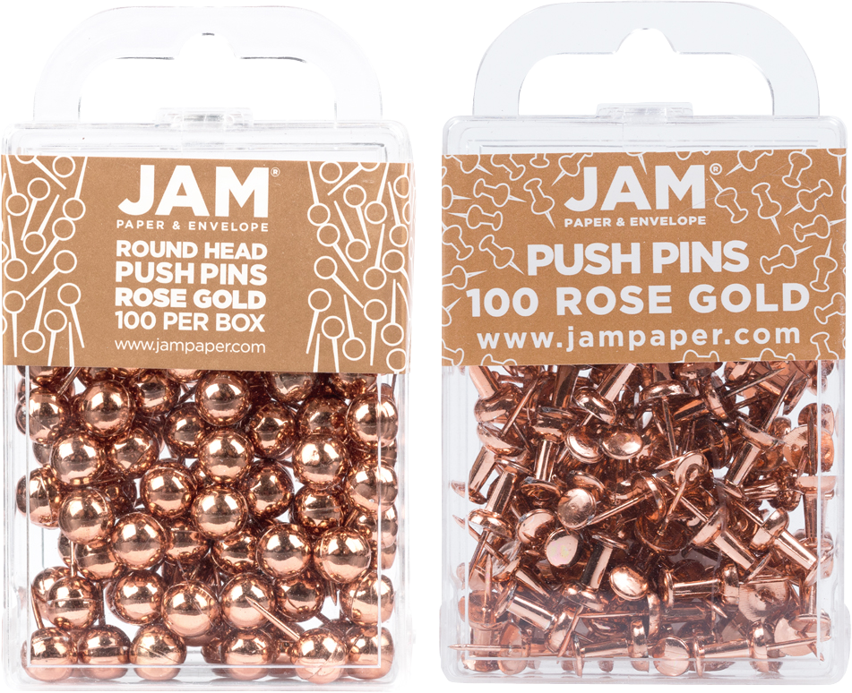 Rose Gold Round & Standard Pushpins - 2 Packs of 100