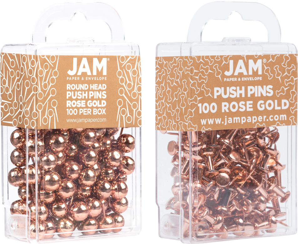 Rose Gold Round & Standard Pushpins - 2 Packs of 100