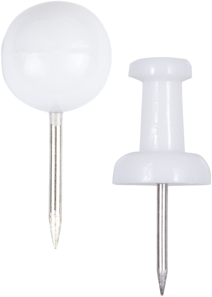 White Round & Standard Pushpins - 2 Packs of 100