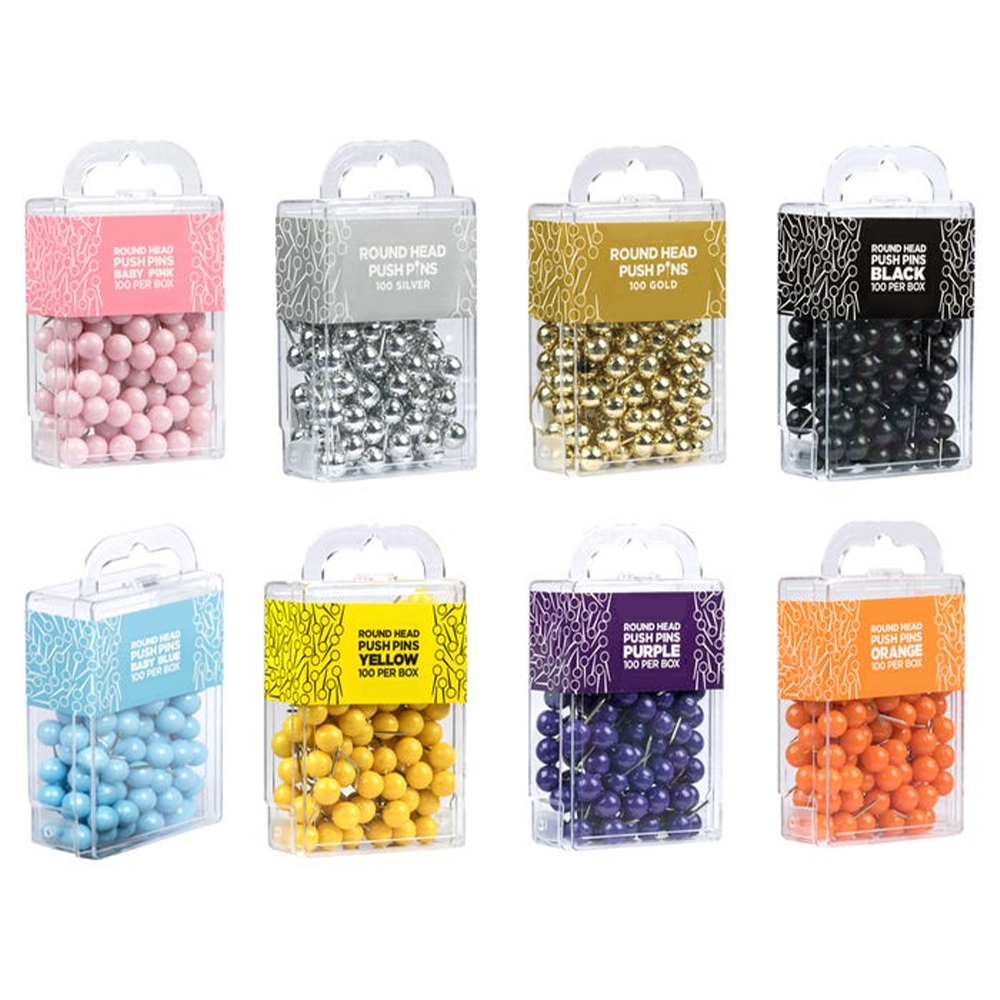 Premium Assorted Round Pushpins - 800 Pack