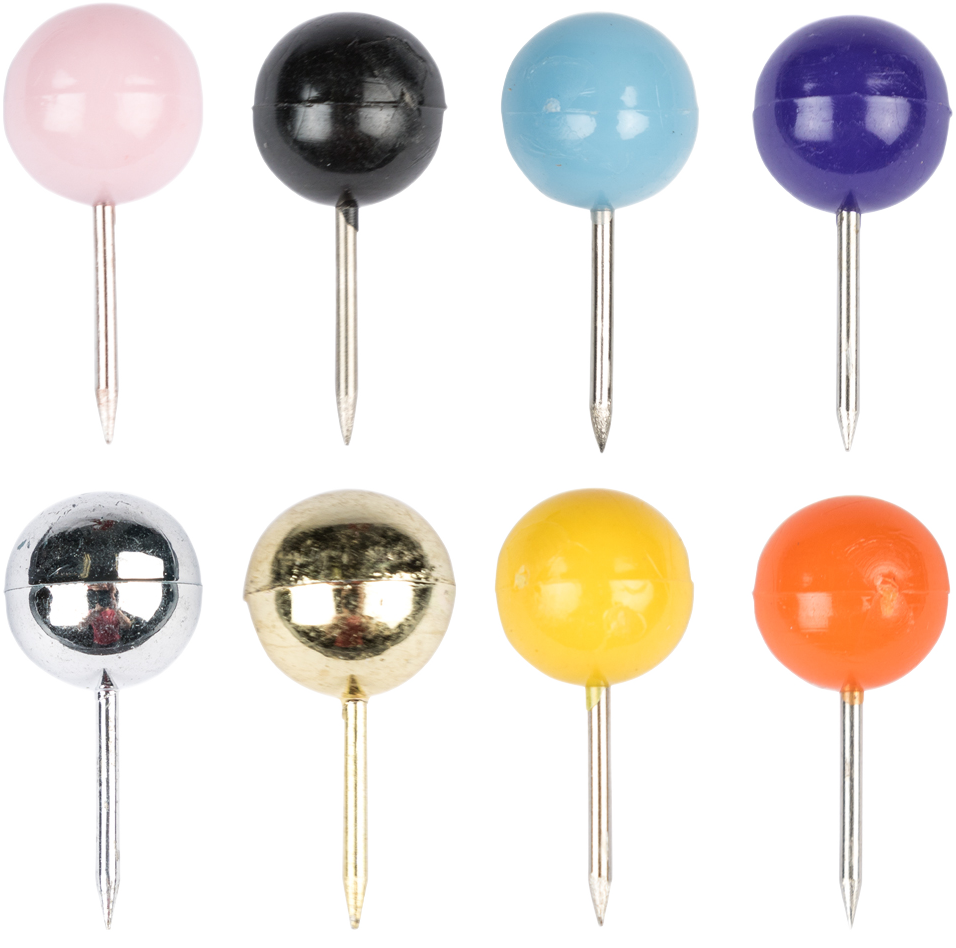 Premium Assorted Round Pushpins - 800 Pack