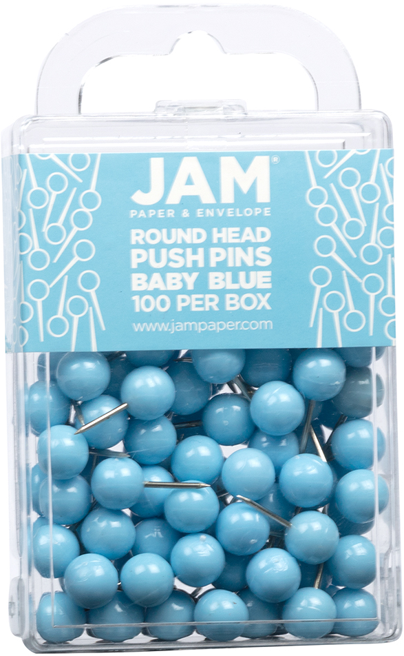 Baby Blue Round Pushpins - 100 Pack