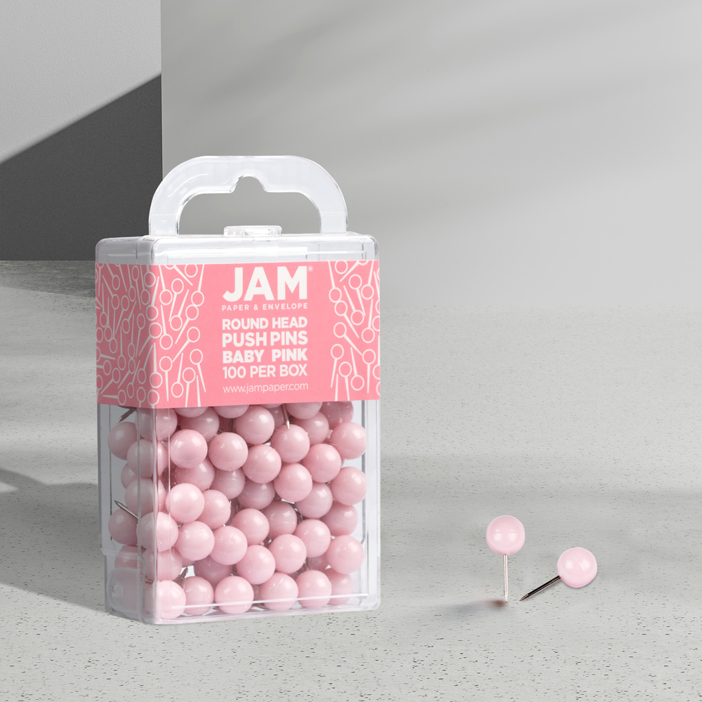 Baby Pink Round Pushpins - 100 Pack