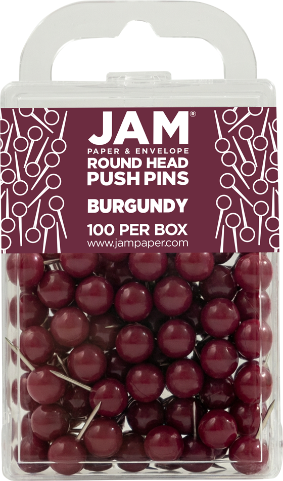 Burgundy Round Pushpins - 100 Pack