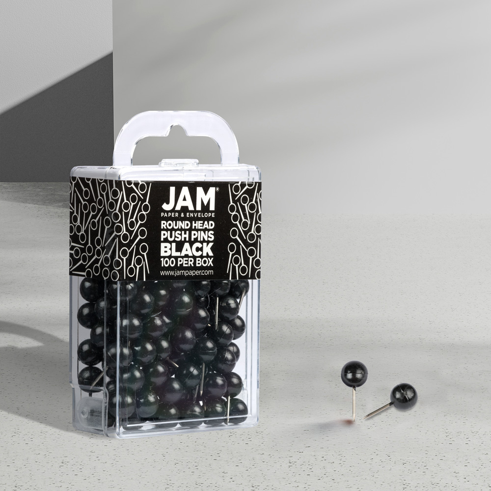 Black Round Pushpins - 100 Pack