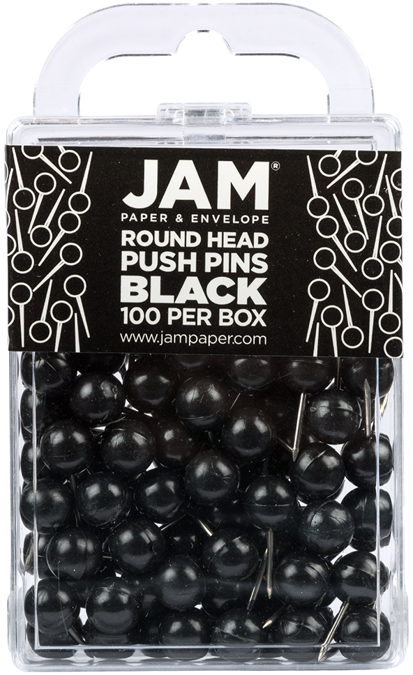 Black Round Pushpins - 100 Pack