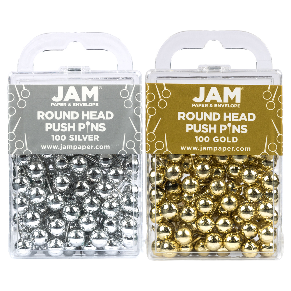 Gold and Silver Round Pushpins - 200 Pack